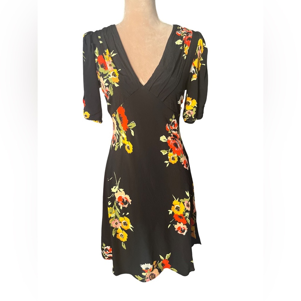 Free people neon garden floral puff sleeve dress Size 0 - Picture 2 of 8